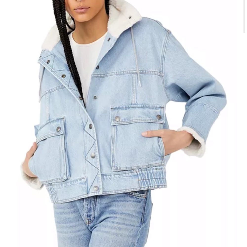 Ariel Cozy Denim Bomber Jacket